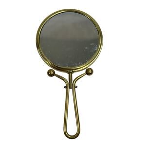 Kimball & Young Folding Hand & Stand Mirror Solid Brass Triple Magnification